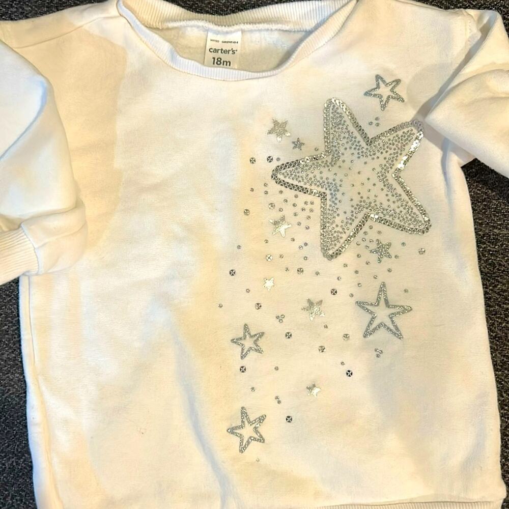 Carter’s Girls White star sequin glitter sweatshirt - Size 18M 18 months